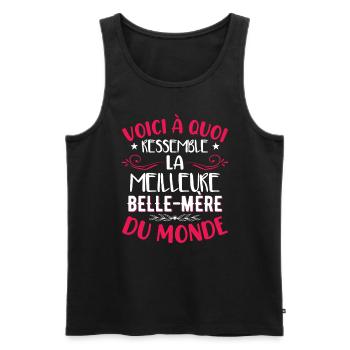 Humour drôle de belle-mère - Débardeur bio Premium Homme - noir - Devant - Michal (187cm)