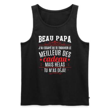 Beau Papa Beau Père - Débardeur bio Premium Homme - noir - Devant - AI Model Male 178 light (178cm)