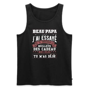 Beau-Père Drôle - Débardeur bio Premium Homme - noir - Devant - AI Model Male 178 light (178cm)