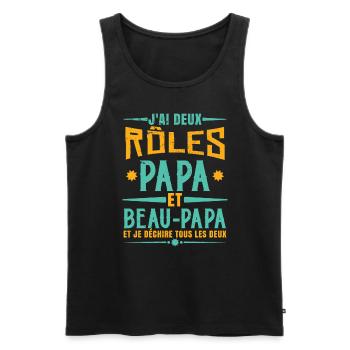 Papa Et Beau-Papa - Débardeur bio Premium Homme - noir - Devant - Michal (187cm)