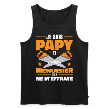 Papy Et Menuisier Charpentier Amusant - Débardeur bio Premium Homme - noir - Devant - Michal (187cm)