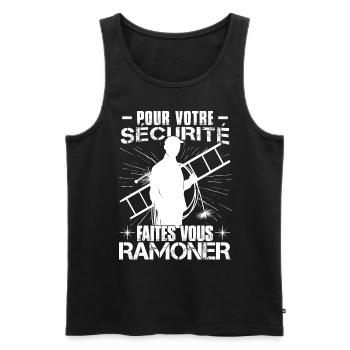 Pour Votre Sécurité Faites Vous Ramoner - Débardeur bio Premium Homme - noir - Devant - Michal (187cm)