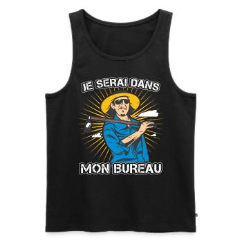 Je Serai Dans Mon Bureau Jardin Jardinage - Débardeur bio Premium Homme - noir - Devant - Michal (187cm)
