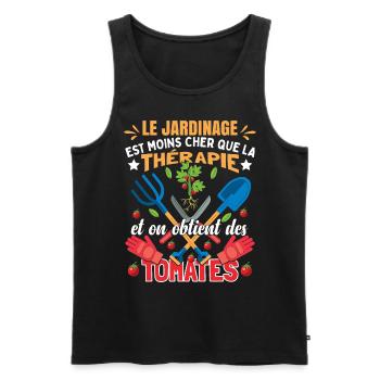 Jardinage Humoristique - Débardeur bio Premium Homme - noir - Devant - Michal (187cm)