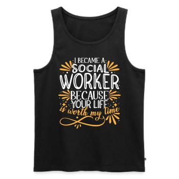 Ich wurde Sozialarbeiter - Männer Premium Bio Tank Top - Schwarz - Vorne - Michal (187cm)