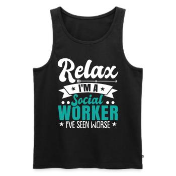 Ich bin Sozialarbeiter - Männer Premium Bio Tank Top - Schwarz - Vorne - Michal (187cm)