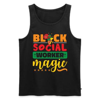 Black Social Worker Magic - Men's Premium Organic Tank Top - black - Front - AI Model Male 178 light (178cm)