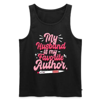 Mein Mann ist mein Lieblingsautor - Männer Premium Bio Tank Top - Schwarz - Vorne - Michal (187cm)