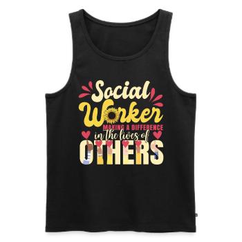Social Worker Sunflower - Men's Premium Organic Tank Top - black - Front - Michal (187cm)