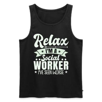 Relax I'm A Social Worker - Men's Premium Organic Tank Top - black - Front - Michal (187cm)