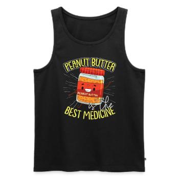 Funny Peanut Butter Humor - Men's Premium Organic Tank Top - black - Front - AI Model Male 178 light (178cm)