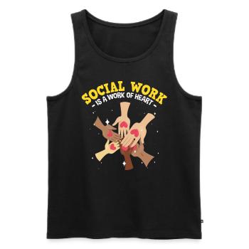 Social Work Is A Work Of Heart - Men's Premium Organic Tank Top - black - Front - AI Model Male 178 light (178cm)