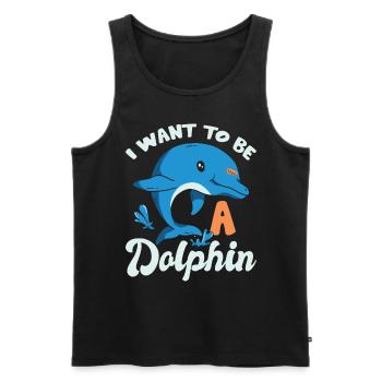 Je veux être un dauphin - Débardeur bio Premium Homme - noir - Devant - Michal (187cm)