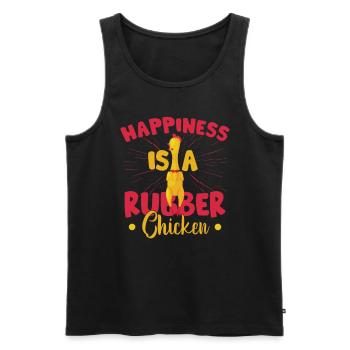 Happiness Is A Rubber Chicken - Men's Premium Organic Tank Top - black - Front - AI Model Male 178 light (178cm)