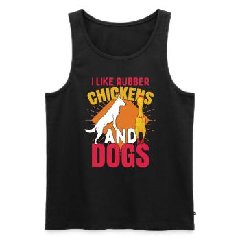 I Like Rubber Chicken And Dogs - Men's Premium Organic Tank Top - black - Front - AI Model Male 178 light (178cm)
