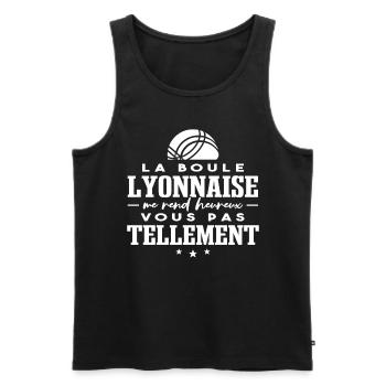 La Boule Lyonnaise Me Rend Heureux Bouliste - Débardeur bio Premium Homme - noir - Devant - Michal (187cm)