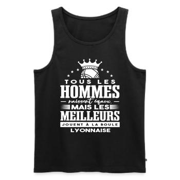 Homme Boule Lyonnaise Humour - Débardeur bio Premium Homme - noir - Devant - Michal (187cm)
