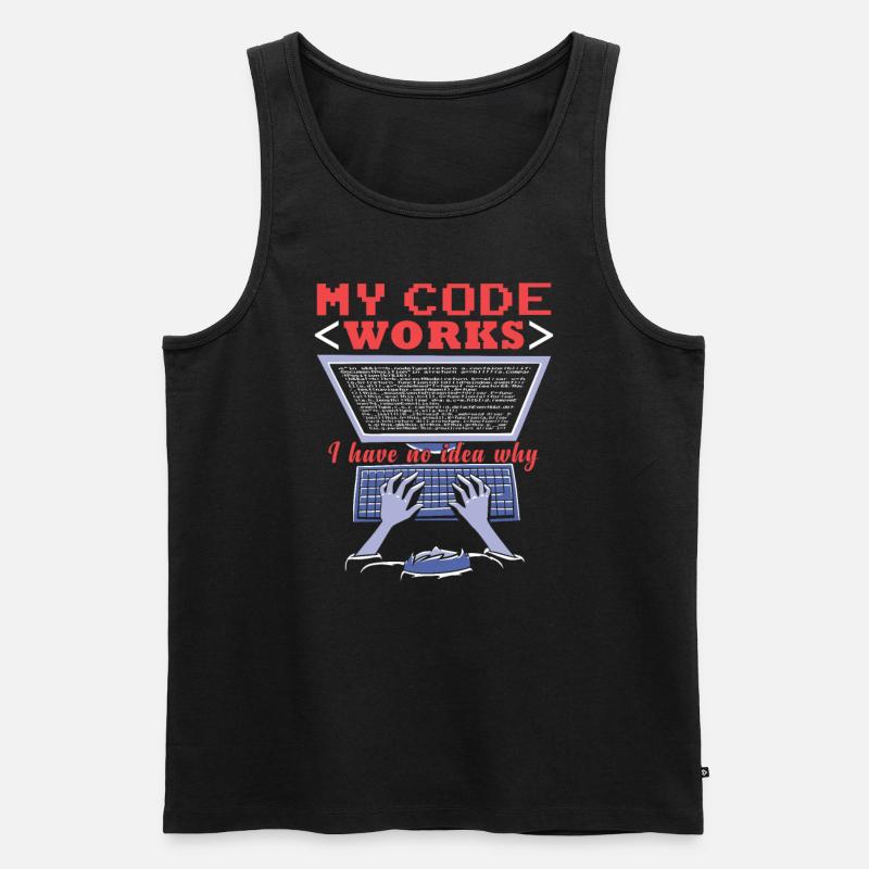 Fuuny Coder Programmer - Men's Premium Organic Tank Top - black