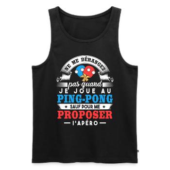 Joueur de ping-pong humour - Débardeur bio Premium Homme - noir - Devant - Michal (187cm)