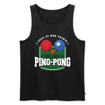 Je dois jouer au ping-pong - Débardeur bio Premium Homme - noir - Devant - Michal (187cm)