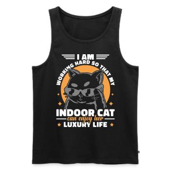 Lustige Hauskatze - Männer Premium Bio Tank Top - Schwarz - Vorne - Michal (187cm)