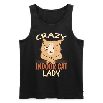 Crazy Indoor Cat Lady - Débardeur bio Premium Homme - noir - Devant - Michal (187cm)