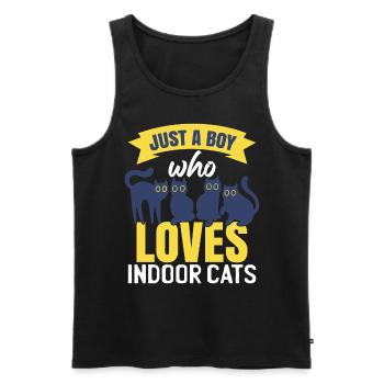 Lustige Jungs Indoor-Katzen - Männer Premium Bio Tank Top - Schwarz - Vorne - Michal (187cm)