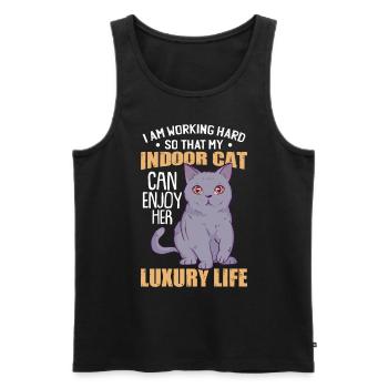 Drôle d’humour de chat d’intérieur - Débardeur bio Premium Homme - noir - Devant - Michal (187cm)