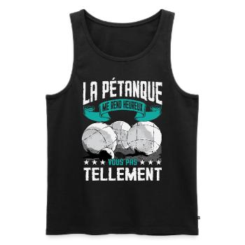La Pétanque Me Rend Heureux - Débardeur bio Premium Homme - noir - Devant - Michal (187cm)