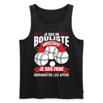 Bouliste | Pétanqueur | Boccia | Pétanque - Débardeur bio Premium Homme - noir - Devant - Michal (187cm)