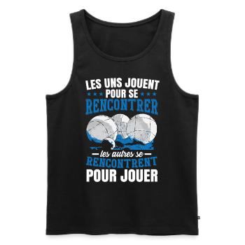Pétanque Humour | Bouliste | Boccia - Débardeur bio Premium Homme - noir - Devant - Michal (187cm)