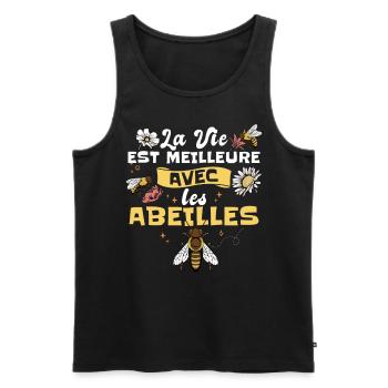 Dicton Abeilles Apicole Apiculture - Débardeur bio Premium Homme - noir - Devant - Michal (187cm)