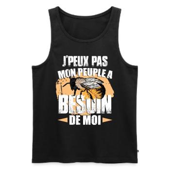 Apiculteur drôle disant apicole abeille - Débardeur bio Premium Homme - noir - Devant - AI Model Male 178 light (178cm)