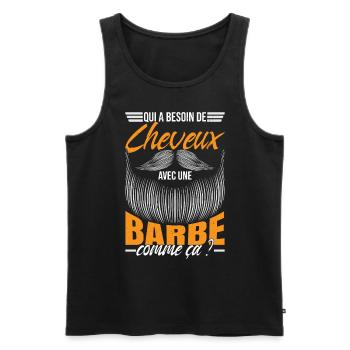 Barbe | Papa Barbu - Débardeur bio Premium Homme - noir - Devant - Michal (187cm)