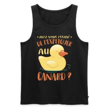 Dire drôle de canard - Débardeur bio Premium Homme - noir - Devant - AI Model Male 178 light (178cm)