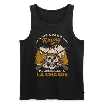 Chasse Humour Homme - Débardeur bio Premium Homme - noir - Devant - Michal (187cm)