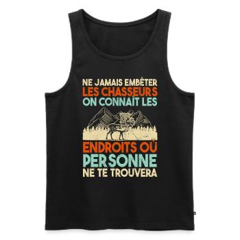 Chasseur Humour - Débardeur bio Premium Homme - noir - Devant - Michal (187cm)
