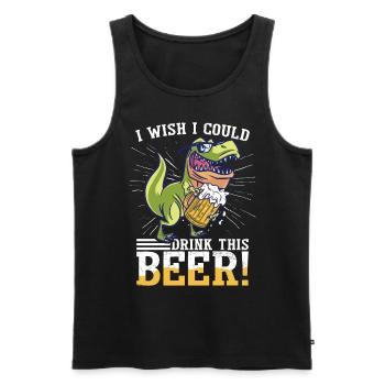 Beer T-Rex Funny Dinosaur - Men's Premium Organic Tank Top - black - Front - Michal (187cm)