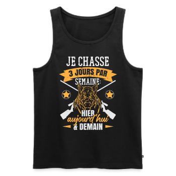 Proverbe drôle sur la chasse au sanglier - Débardeur bio Premium Homme - noir - Devant - AI Model Male 178 light (178cm)