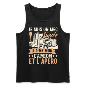 Camionneur | Routier | Poids Lourd | Camion - Débardeur bio Premium Homme - noir - Devant - Michal (187cm)