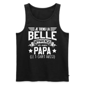 Je Tiens La Belle Apparence De Mon Papa - Débardeur bio Premium Homme - noir - Devant - Michal (187cm)