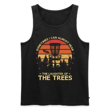Drôle de lecteur de disc golf | Le rire des arbres - Débardeur bio Premium Homme - noir - Devant - Michal (187cm)