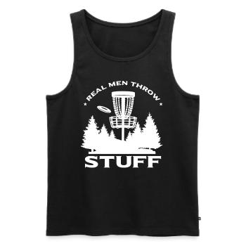 Drôle de lecteur de disc golf Frisbee - Débardeur bio Premium Homme - noir - Devant - Michal (187cm)