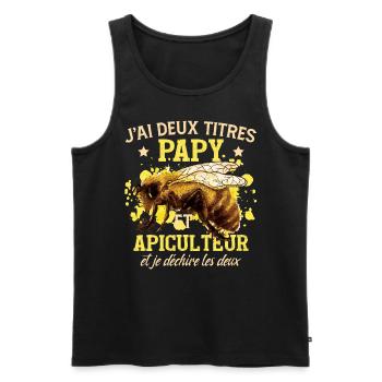Papy Abeilles Apiculteur Apiculture - Débardeur bio Premium Homme - noir - Devant - AI Model Male 178 light (178cm)