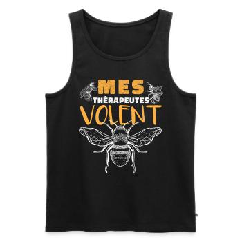 Apiculture Humour - Débardeur bio Premium Homme - noir - Devant - AI Model Male 178 light (178cm)
