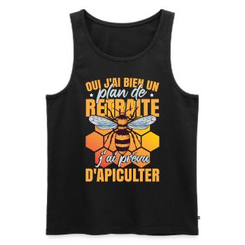 Retraite Apiculter - Débardeur bio Premium Homme - noir - Devant - AI Model Male 178 light (178cm)