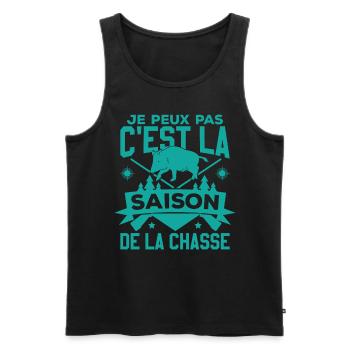 C'est La Saison De La Chasse - Débardeur bio Premium Homme - noir - Devant - Michal (187cm)