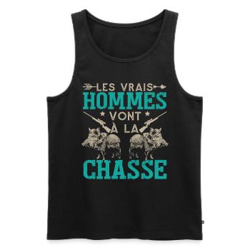 Chasse Chasseur Humour - Débardeur bio Premium Homme - noir - Devant - Michal (187cm)