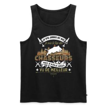 Chasseur Cadeau Chasse Humour Homme Chasseur - Débardeur bio Premium Homme - noir - Devant - Michal (187cm)
