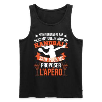 Handballeuse Handball Humour Apéro - Débardeur bio Premium Homme - noir - Devant - Michal (187cm)